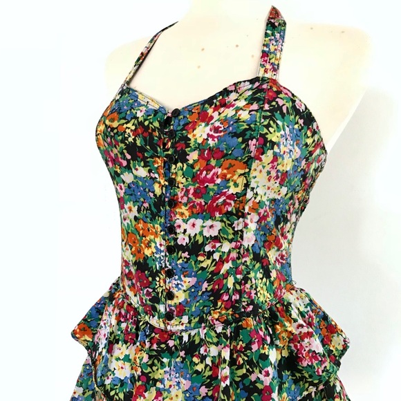 SOLD. Floral Sweetheart Bust Layered Ruffle Dress - Picture 4 of 5